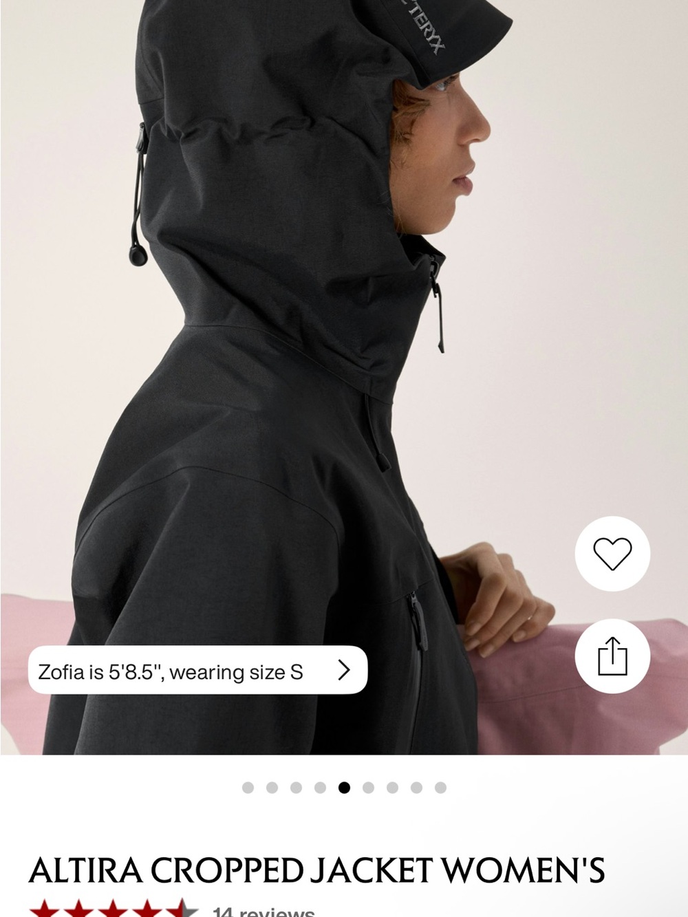 💞💞💞 sold 💞💞💞Arc'teryx Black Altira Cropped Windbreaker Jacket - Picture 2 of 2